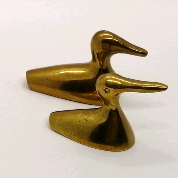 VTG Pair of Small Brass Ducks - Picture 1 of 16